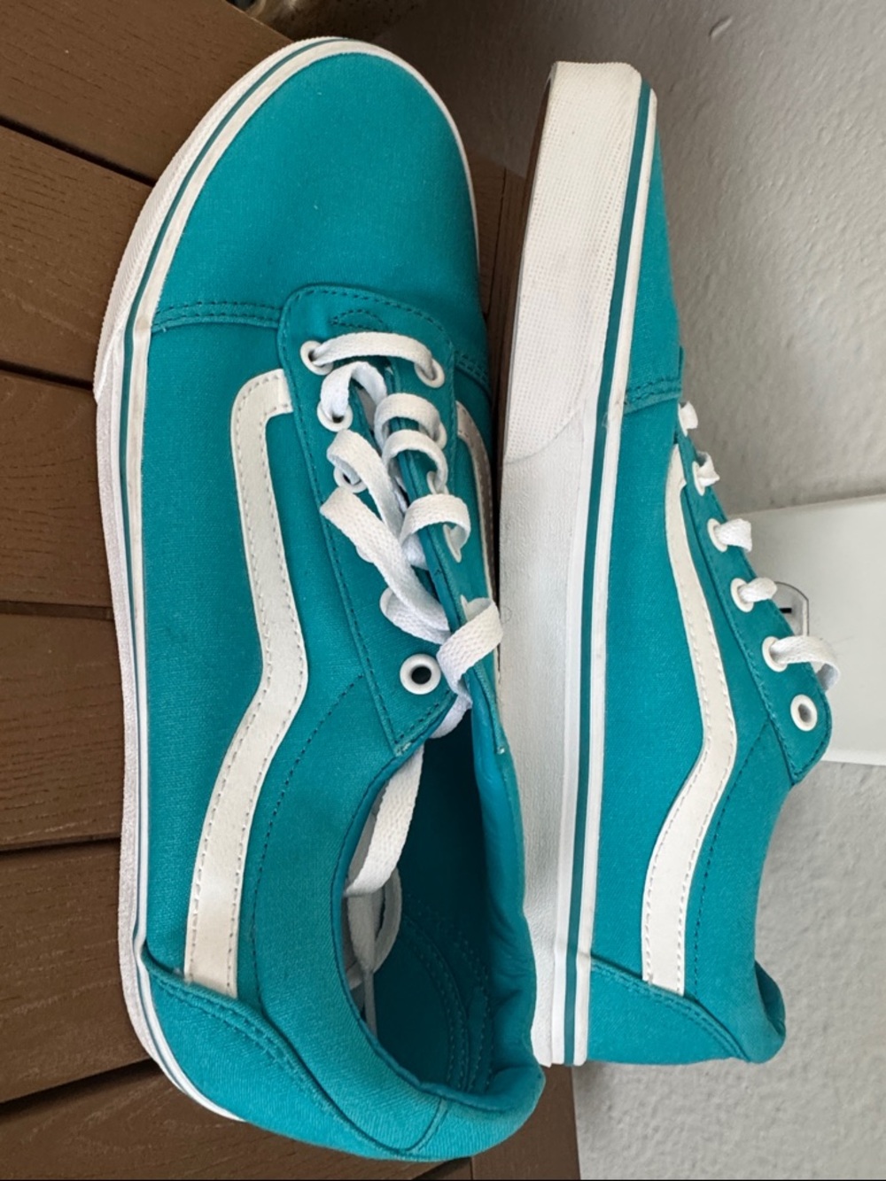 Vans Turquoise Canvas Low-Top Sneakers with White Accents
